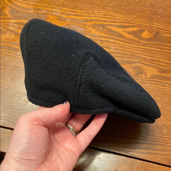 Burberry Newsboy Black Wool Cap w/ Classic Logo and Plaid interior main image 5